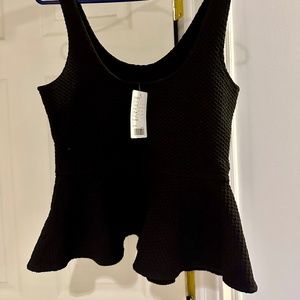 Anthropologie Black Peplum Fitted Tank Top
